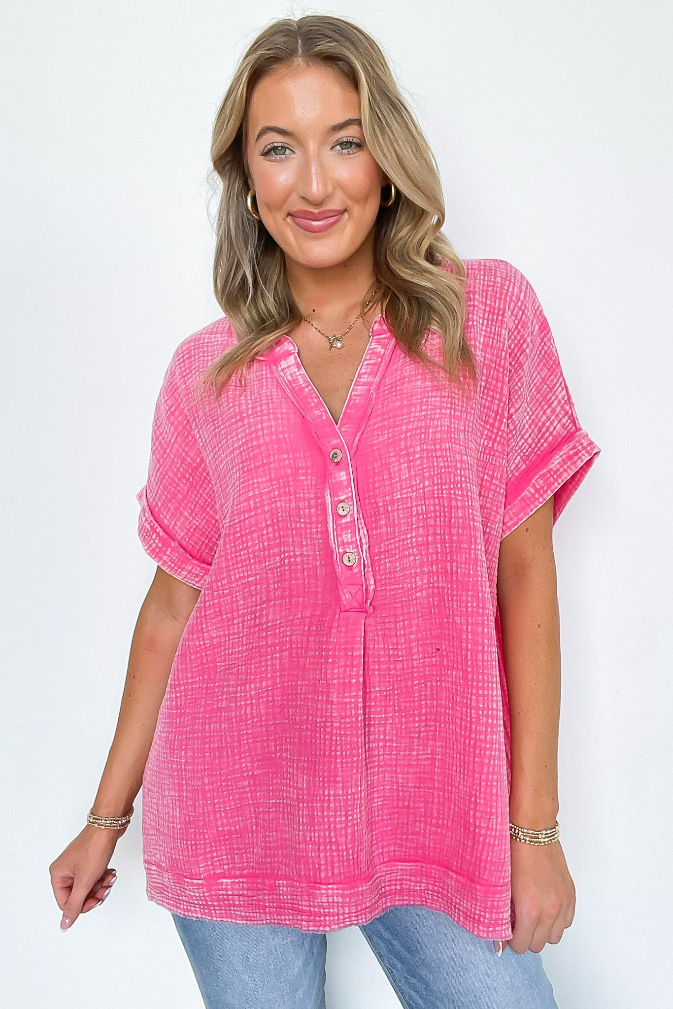 Juliette Washed Double Gauze Button Top - BACK IN STOCK - Madison and Mallory