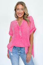 Juliette Washed Double Gauze Button Top - BACK IN STOCK