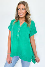 Juliette Washed Double Gauze Button Top - BACK IN STOCK