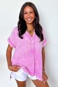 Mauve / SM Juliette Washed Double Gauze Button Top - BACK IN STOCK - Madison and Mallory