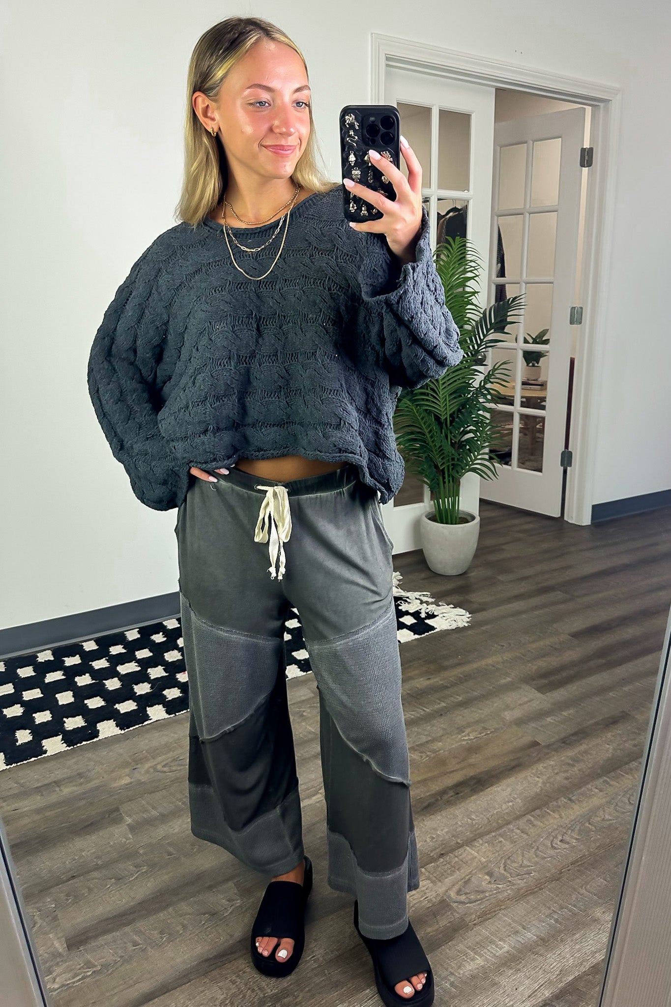 Juniper Contrast Knit Flowy Pants - FINAL SALE - Madison and Mallory