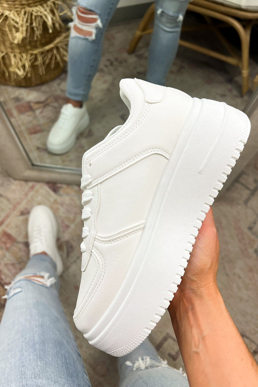 White / 5.5 Kadee Platform Lace Up Sneakers - Madison and Mallory