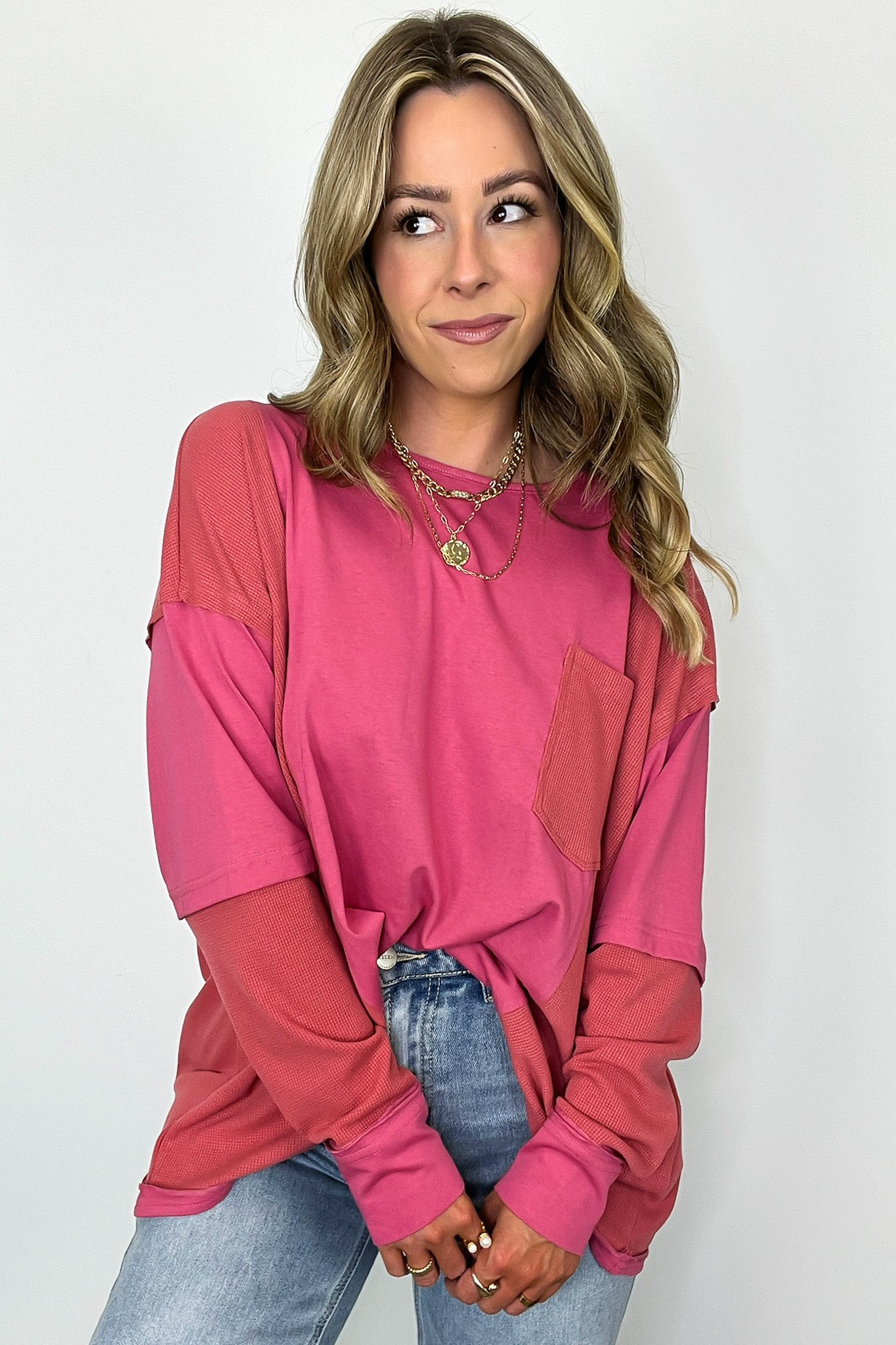  Kaida Relaxed Color Block Pocket Top - BACK IN STOCK - Madison and Mallory
