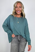 Sage Gray / S Kaida Relaxed Color Block Pocket Top - BACK IN STOCK - Madison and Mallory