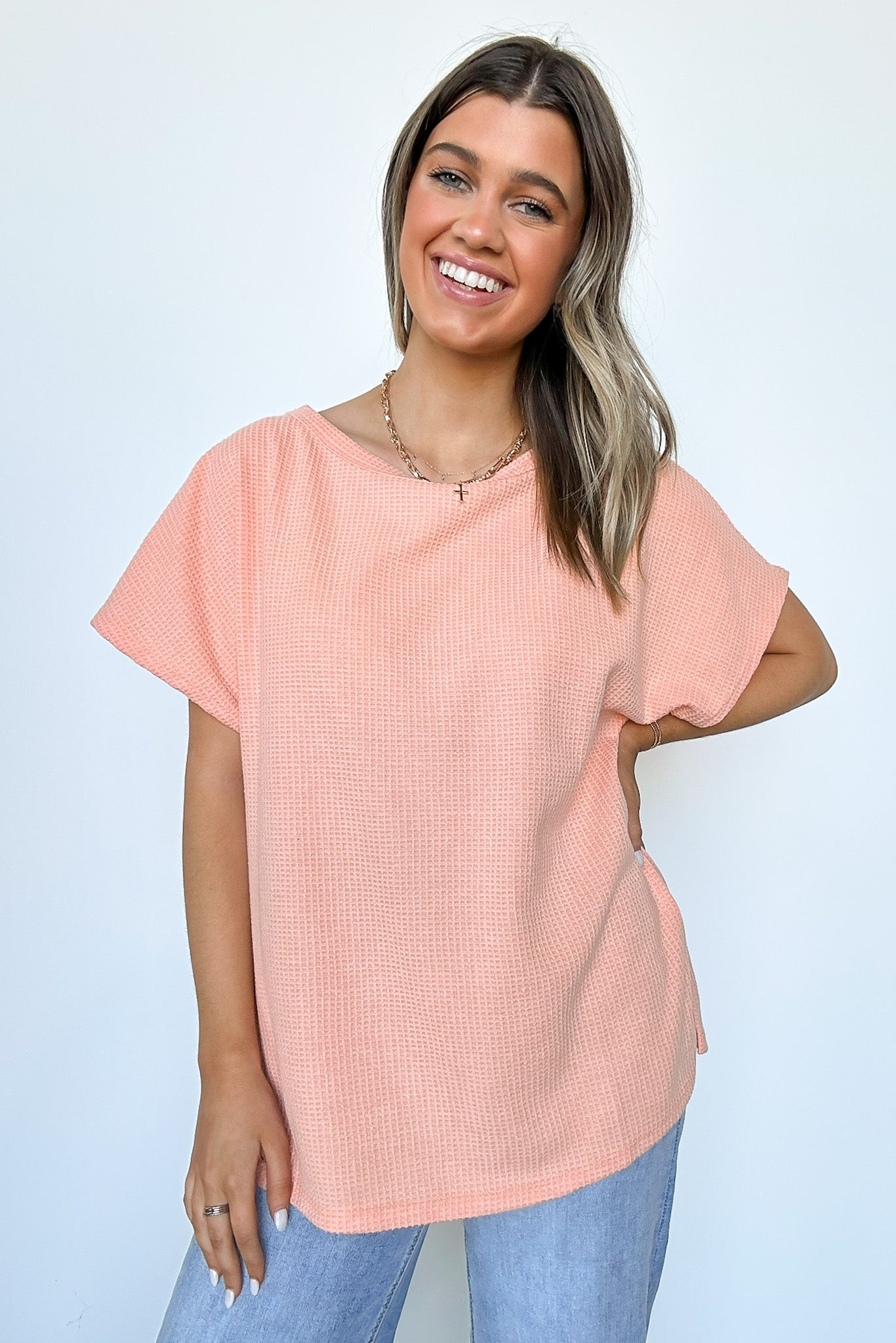 Apricot / S Kailah Dolman Sleeve Relaxed Top - FINAL SALE - Madison and Mallory