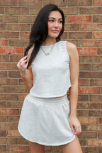 White Melange / S Kailee Tank Top and Skort Set - Madison and Mallory