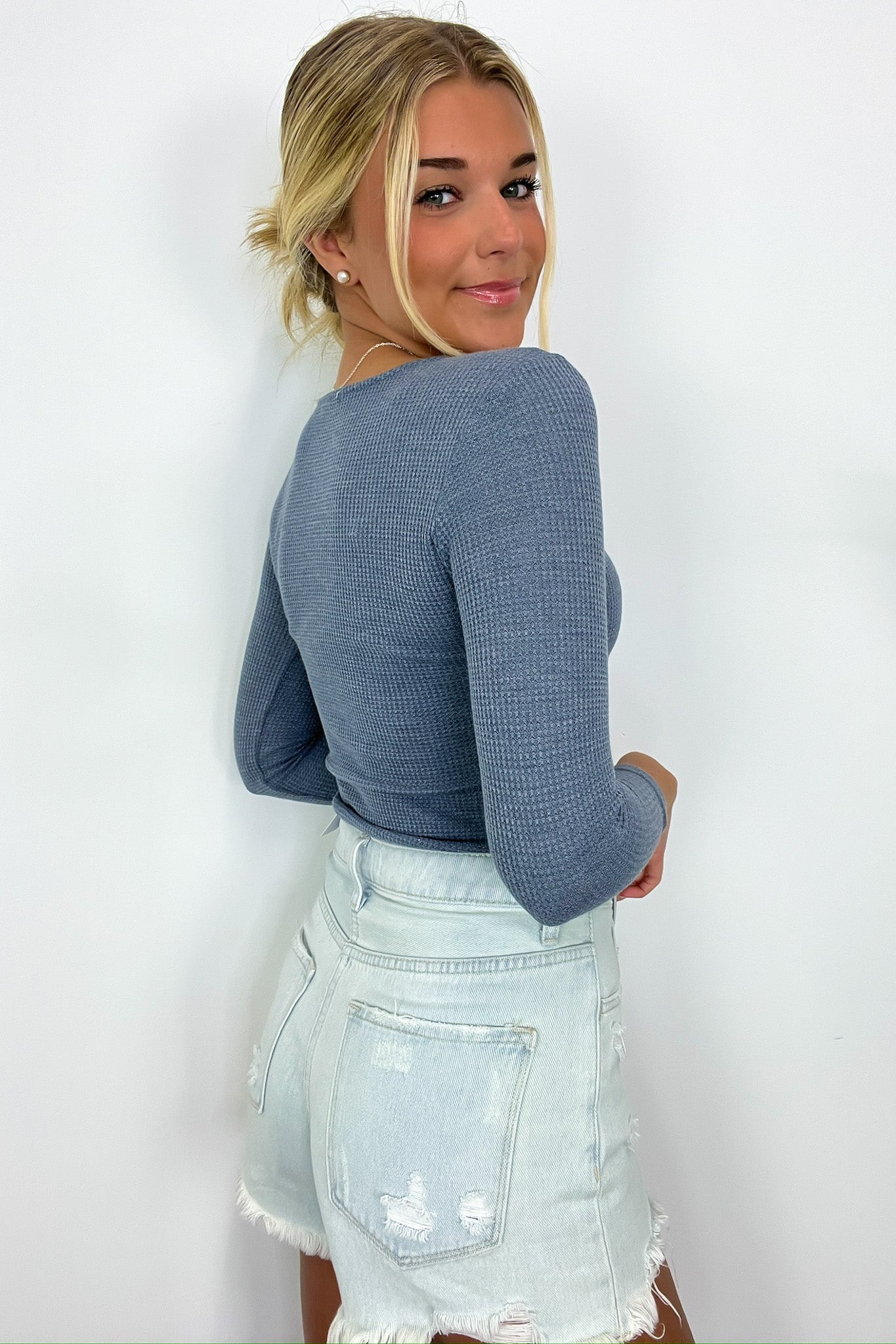  Kaito Waffle Knit Henley Bodysuit - FINAL SALE - Madison and Mallory