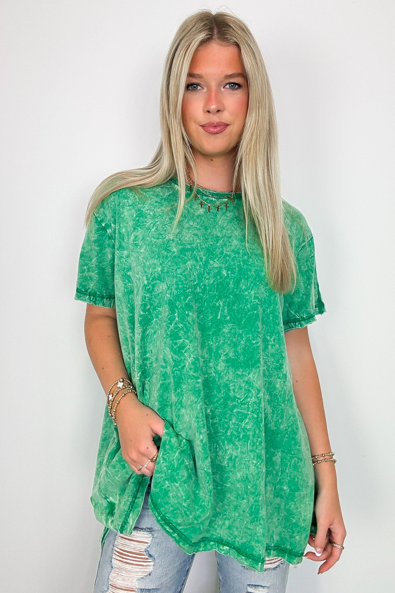 Kelly Green / SM Kala Washed Drop Shoulder Relaxed Top - Madison and Mallory