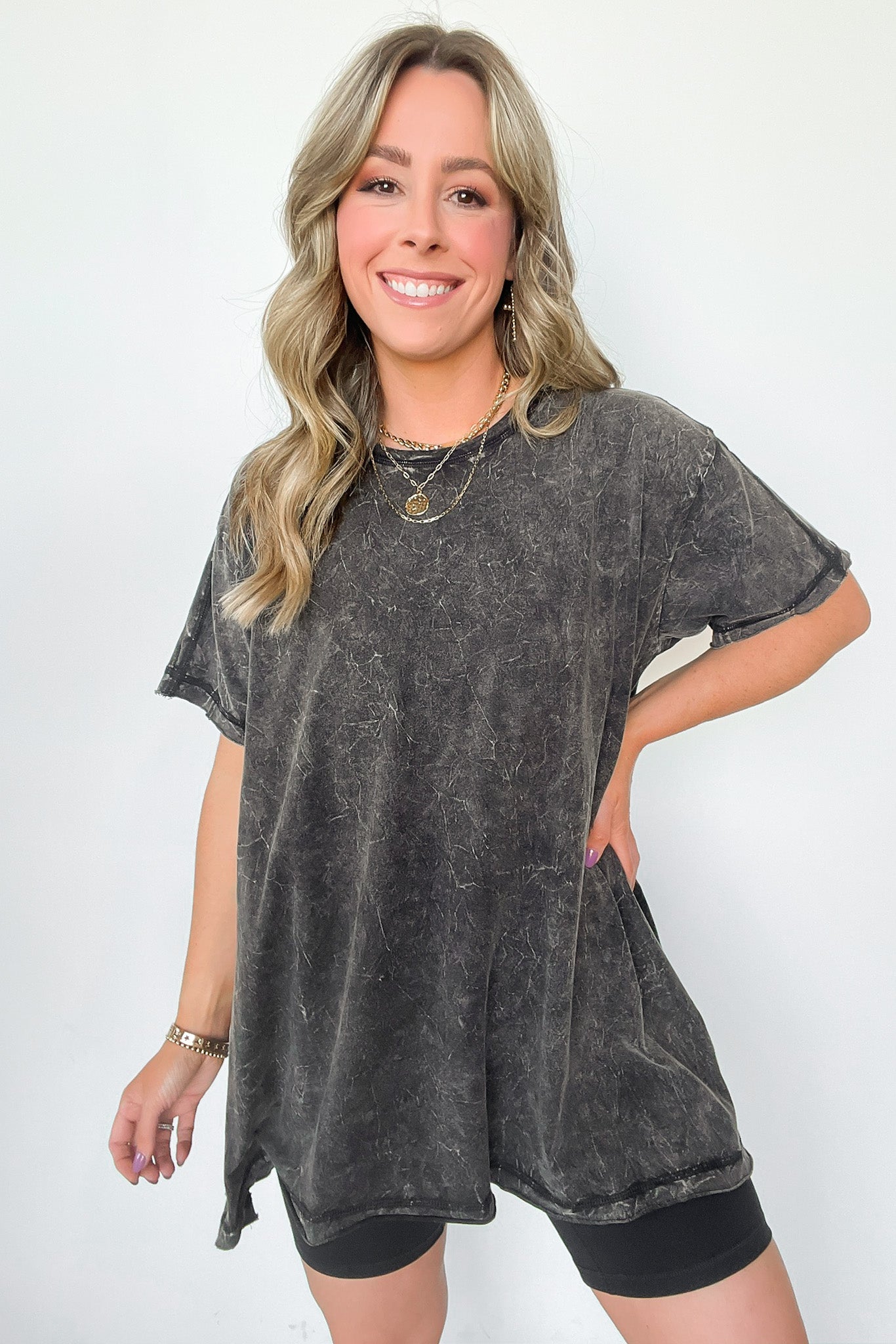 Ash Black / SM Kala Washed Drop Shoulder Relaxed Top - Madison and Mallory