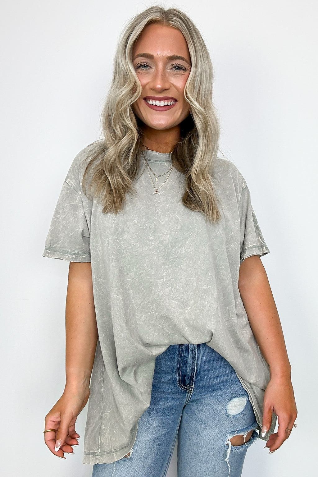 Sleet / SM Kala Washed Drop Shoulder Relaxed Top - Madison and Mallory