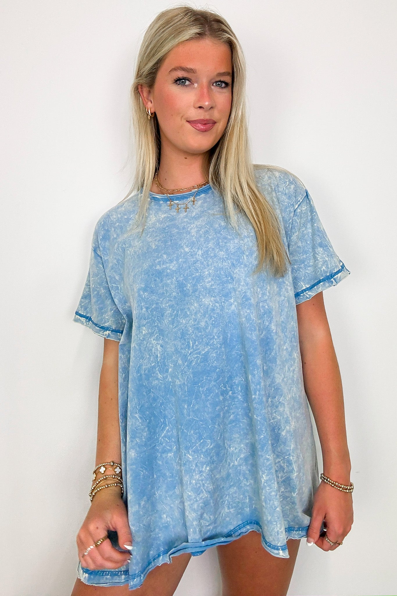 Deep Sky / SM Kala Washed Drop Shoulder Relaxed Top - Madison and Mallory