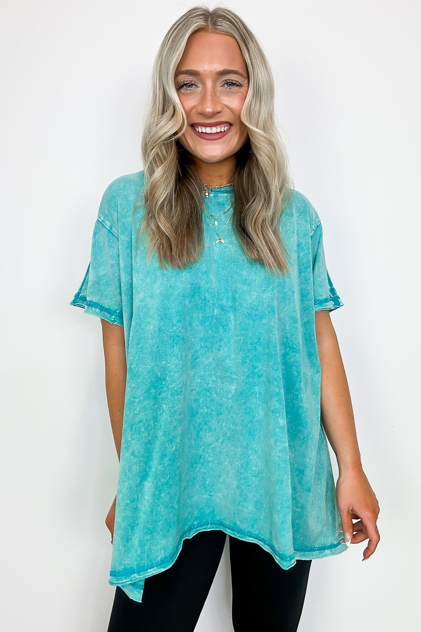 Light Teal / SM Kala Washed Drop Shoulder Relaxed Top - Madison and Mallory