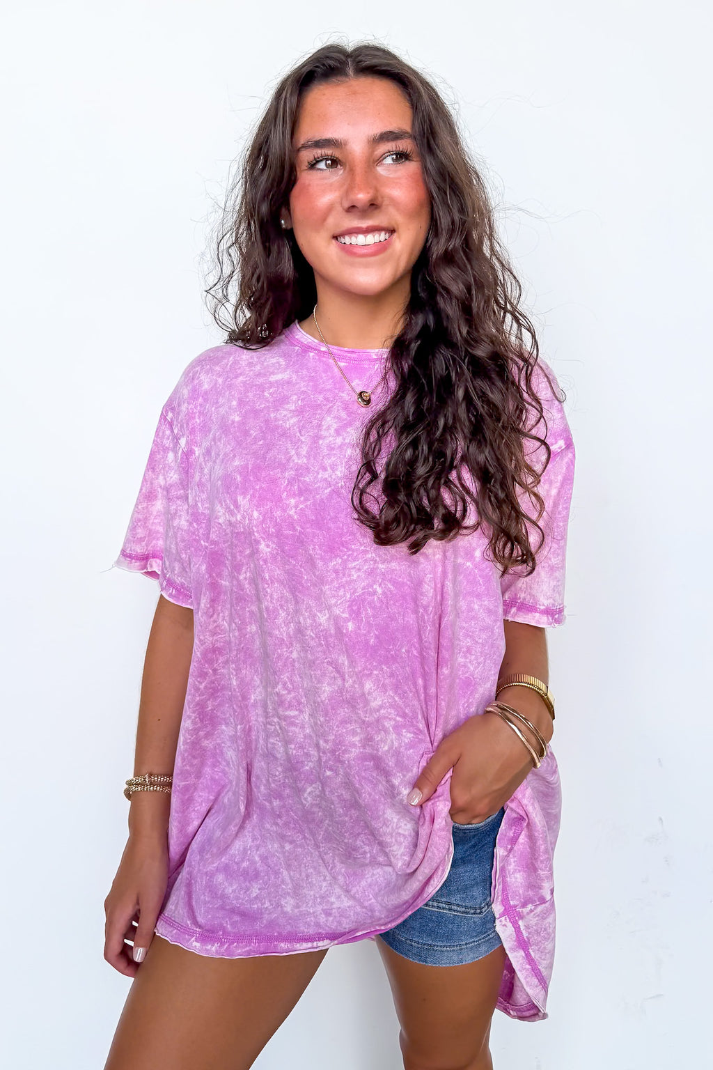 Bright Mauve / SM Kala Washed Drop Shoulder Relaxed Top - Madison and Mallory