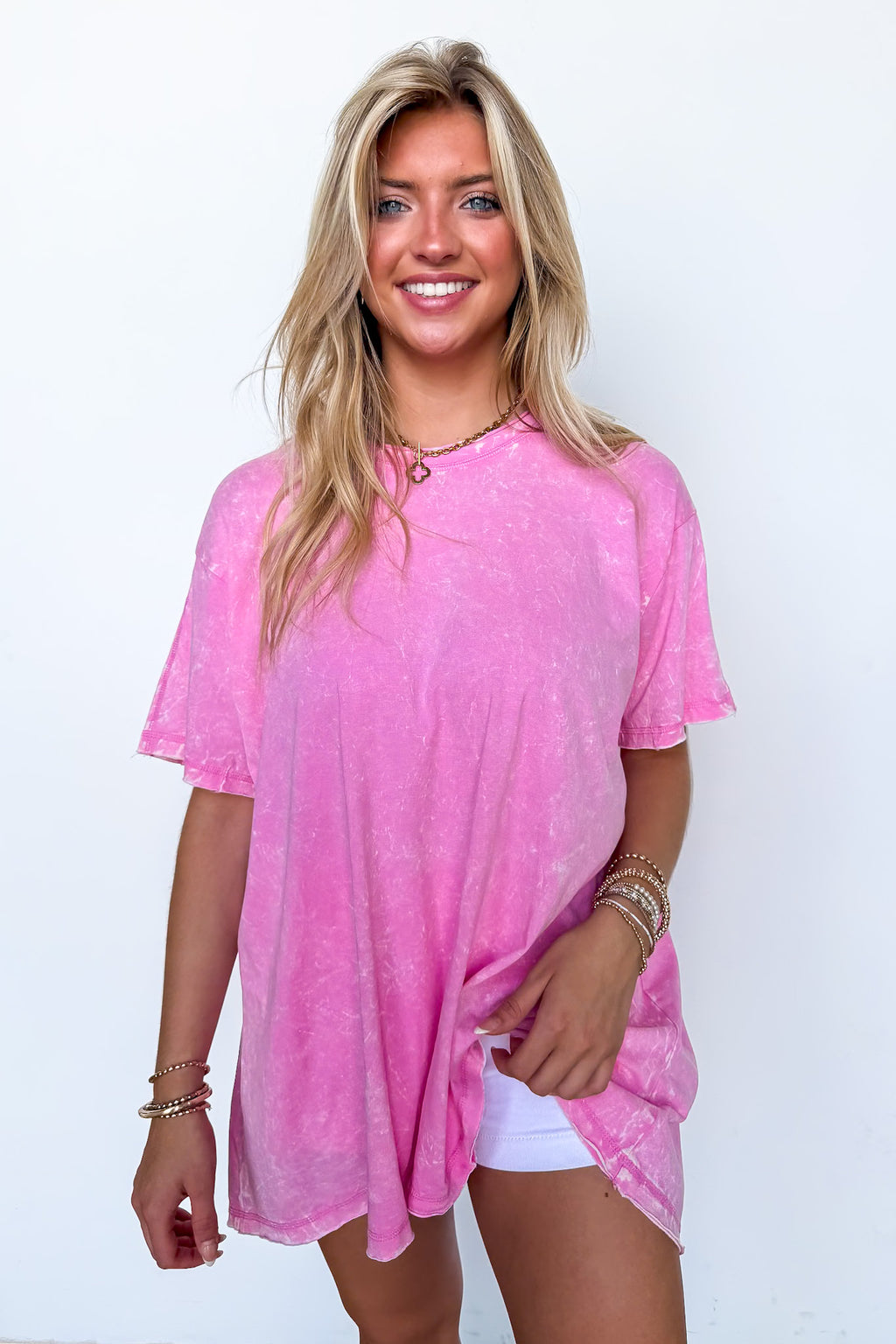 Candy Pink / SM Kala Washed Drop Shoulder Relaxed Top - Madison and Mallory