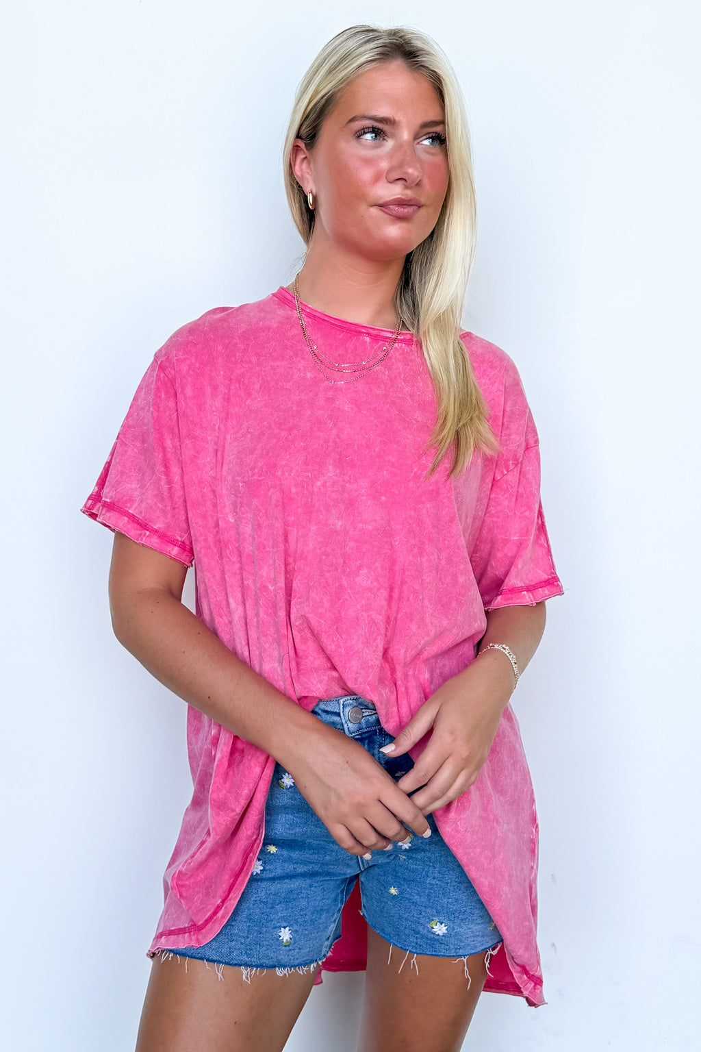 Fuchsia / SM Kala Washed Drop Shoulder Relaxed Top - Madison and Mallory