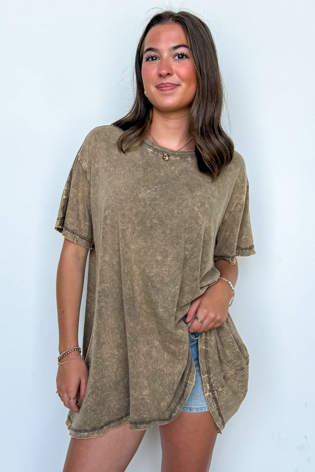 Mocha / SM Kala Washed Drop Shoulder Relaxed Top - Madison and Mallory