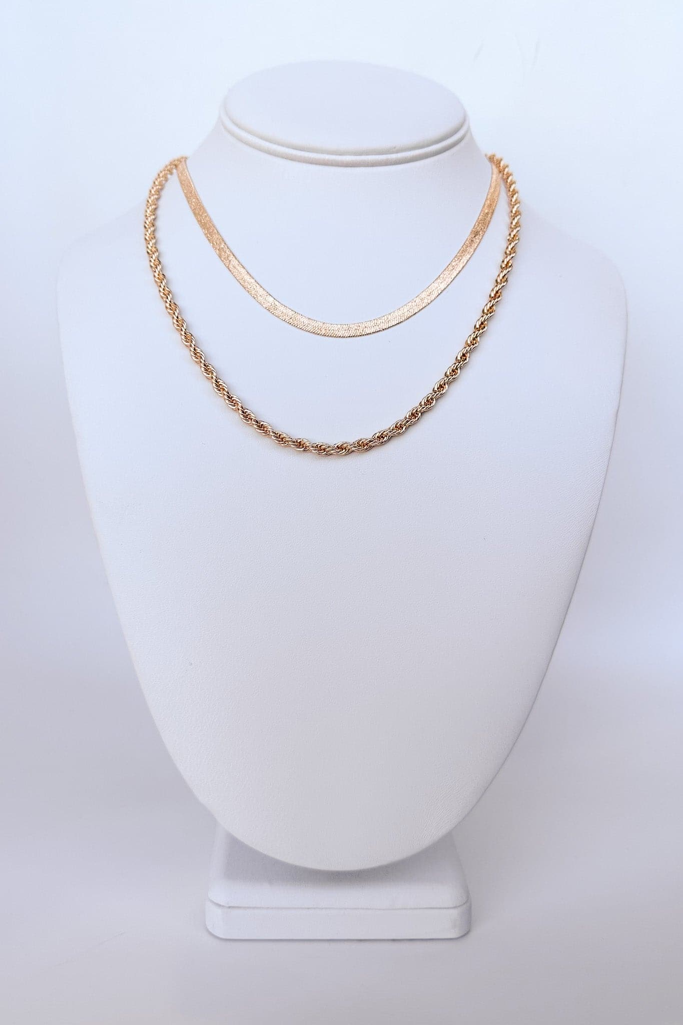 Gold Kalel Snake and Rope Chain Necklace Set - Madison and Mallory