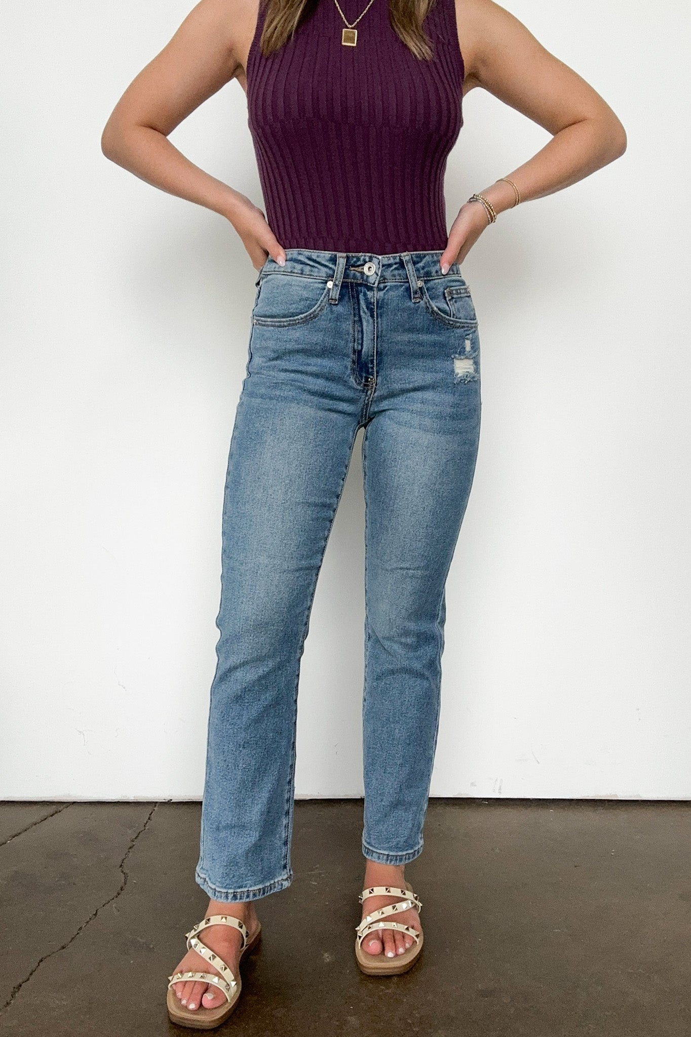 Kalina Mid Rise Slim Straight Jeans - FINAL SALE - Madison and Mallory