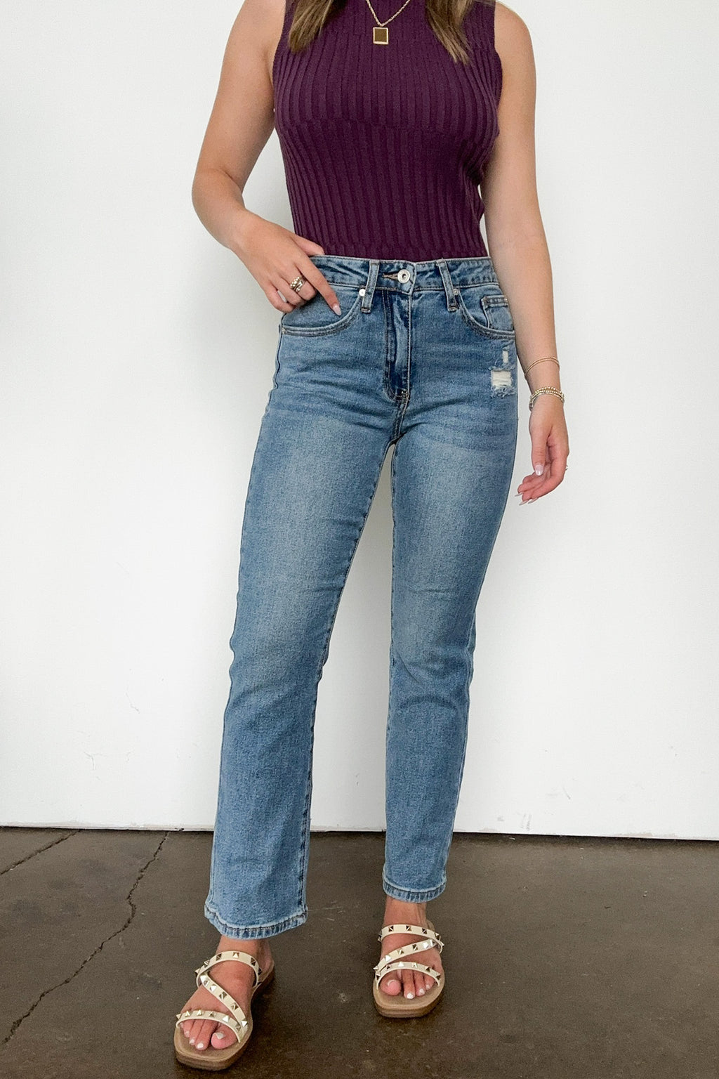 Kalina Mid Rise Slim Straight Jeans - FINAL SALE - Madison and Mallory