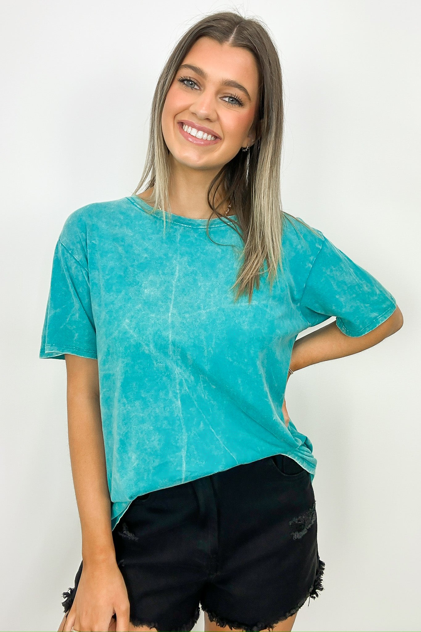  Kaline Mineral Washed Short Sleeve Top - BACK IN STOCK - Madison and Mallory