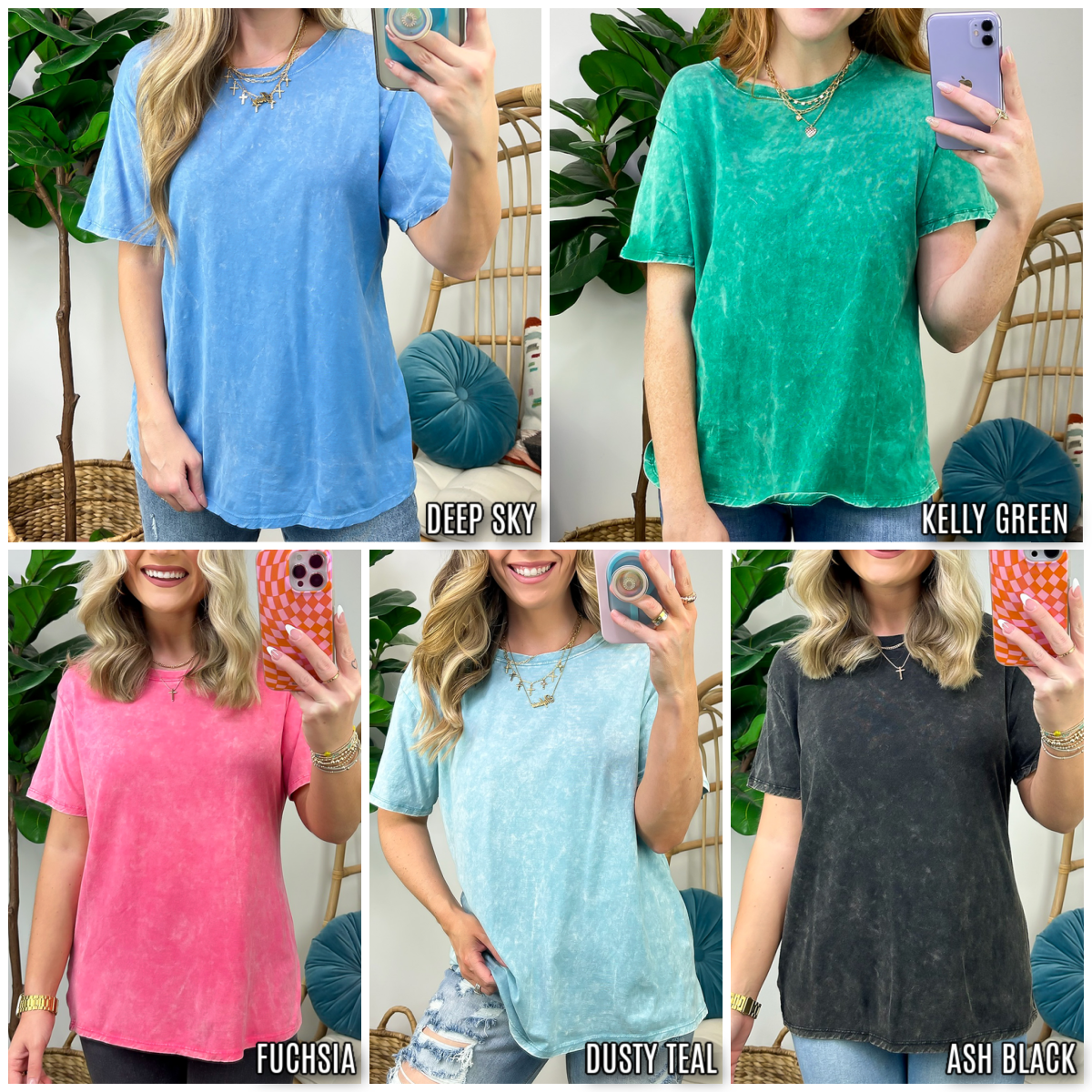  Kaline Mineral Washed Short Sleeve Top - BACK IN STOCK - Madison and Mallory