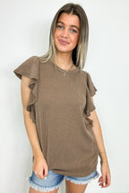  Kameryn Ribbed Knit Ruffle Sleeve Top - BACK IN STOCK - Madison and Mallory