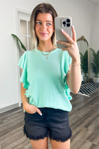  Kameryn Ribbed Knit Ruffle Sleeve Top - BACK IN STOCK - Madison and Mallory