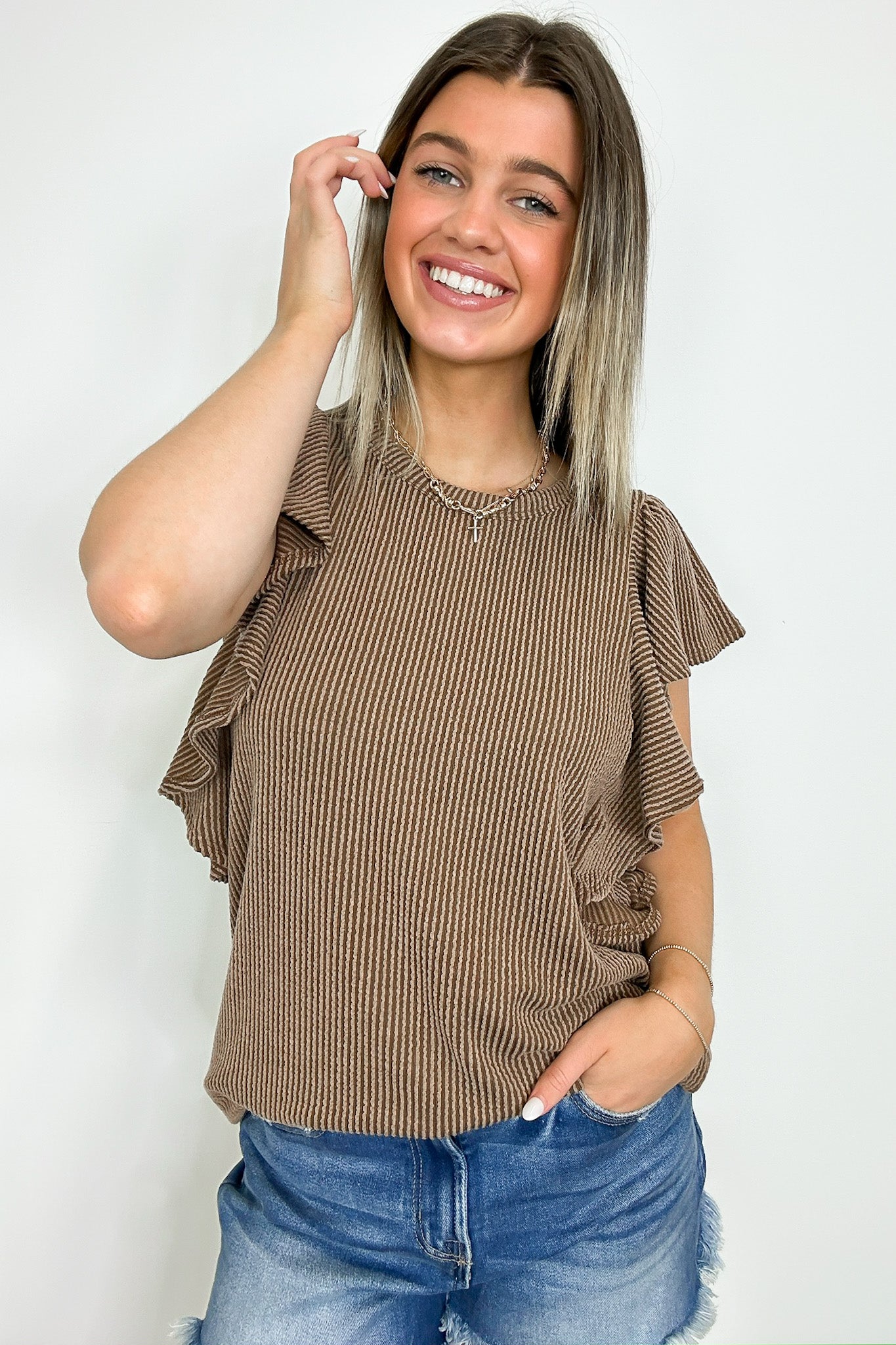 ribbed ruffle top