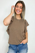 Coco / S Kameryn Ribbed Knit Ruffle Sleeve Top - BACK IN STOCK - Madison and Mallory