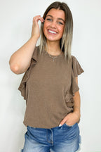 Coco / S Kameryn Ribbed Knit Ruffle Sleeve Top - BACK IN STOCK - Madison and Mallory