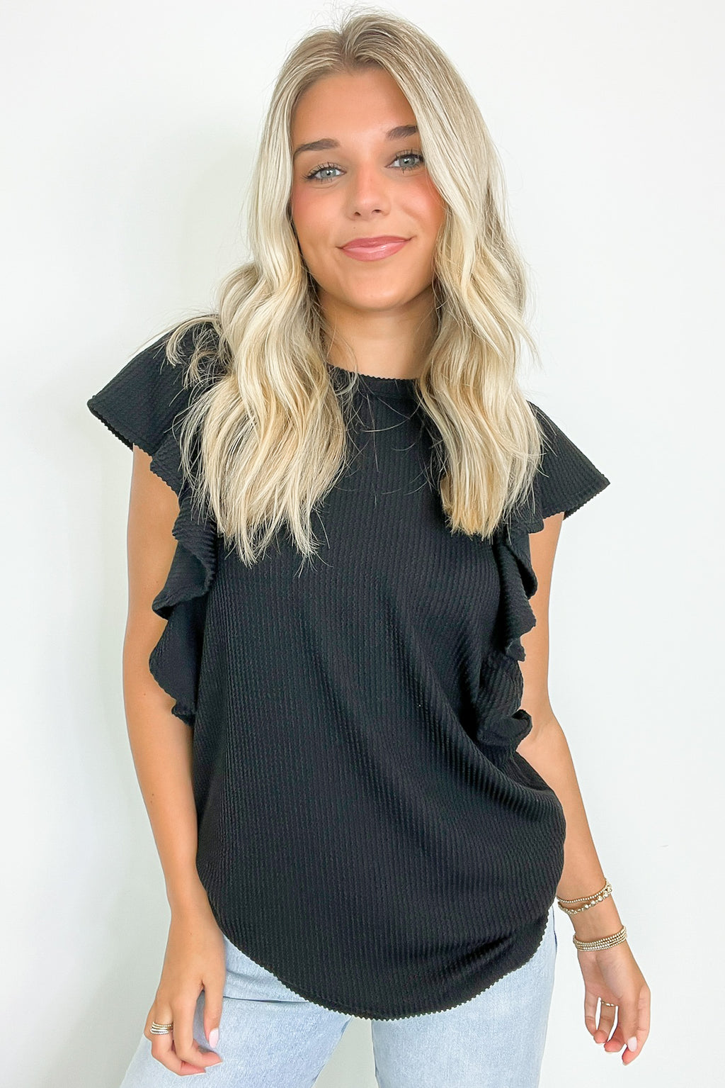  Kameryn Ribbed Knit Ruffle Sleeve Top - BACK IN STOCK - Madison and Mallory