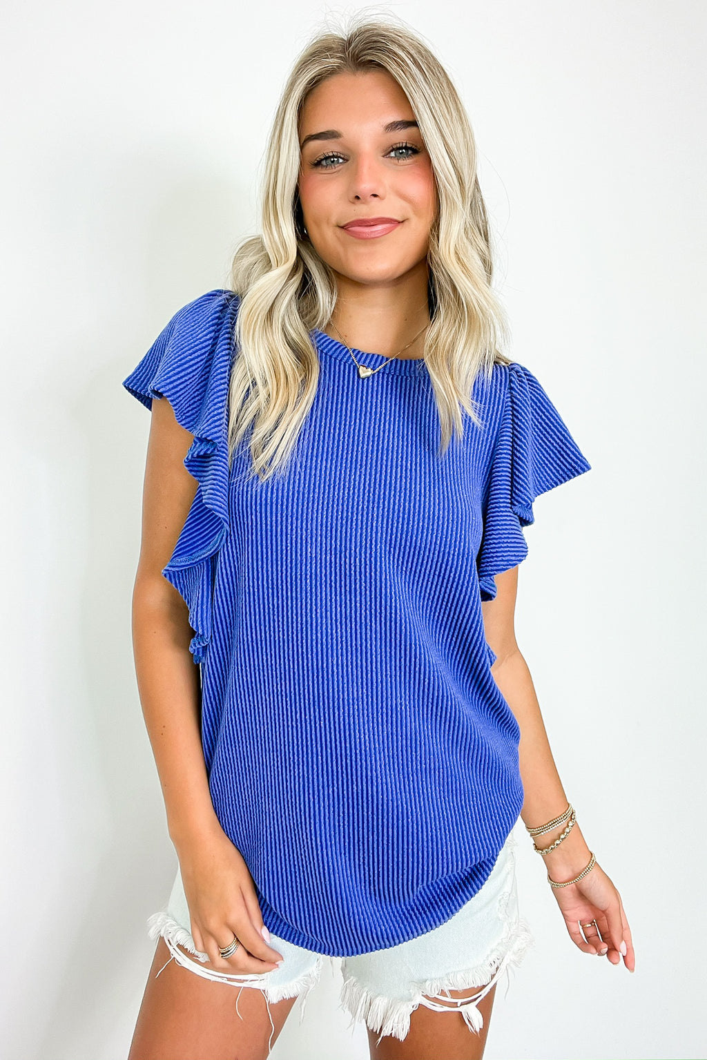 Kameryn Ribbed Knit Ruffle Sleeve Top - BACK IN STOCK - Madison and Mallory