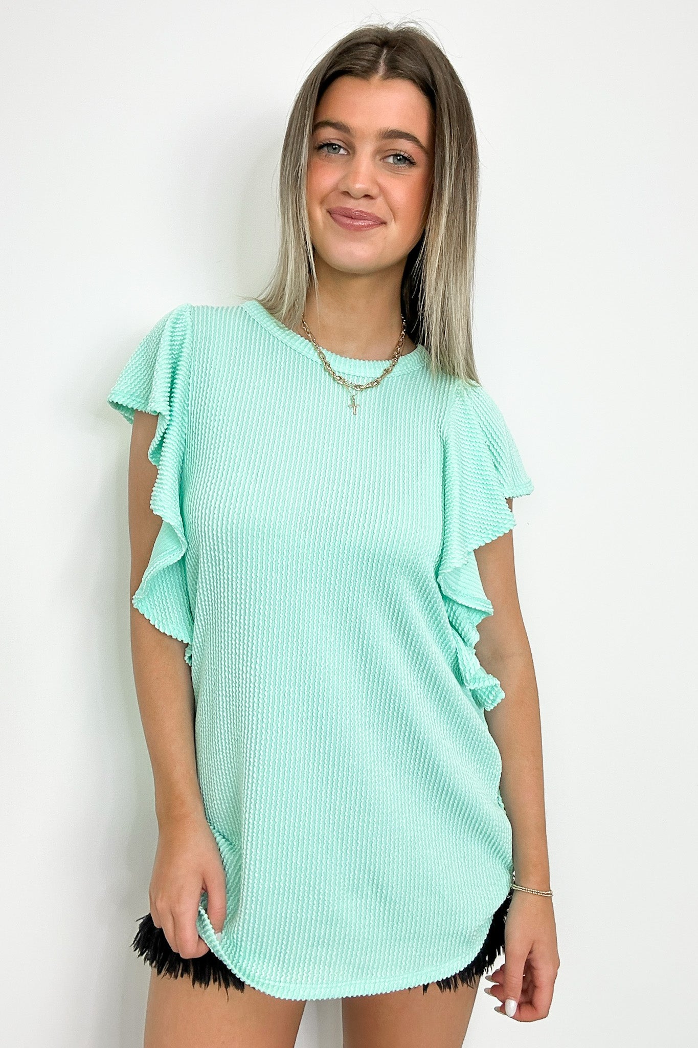 ribbed ruffle top