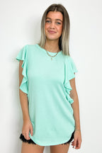  Kameryn Ribbed Knit Ruffle Sleeve Top - BACK IN STOCK - Madison and Mallory