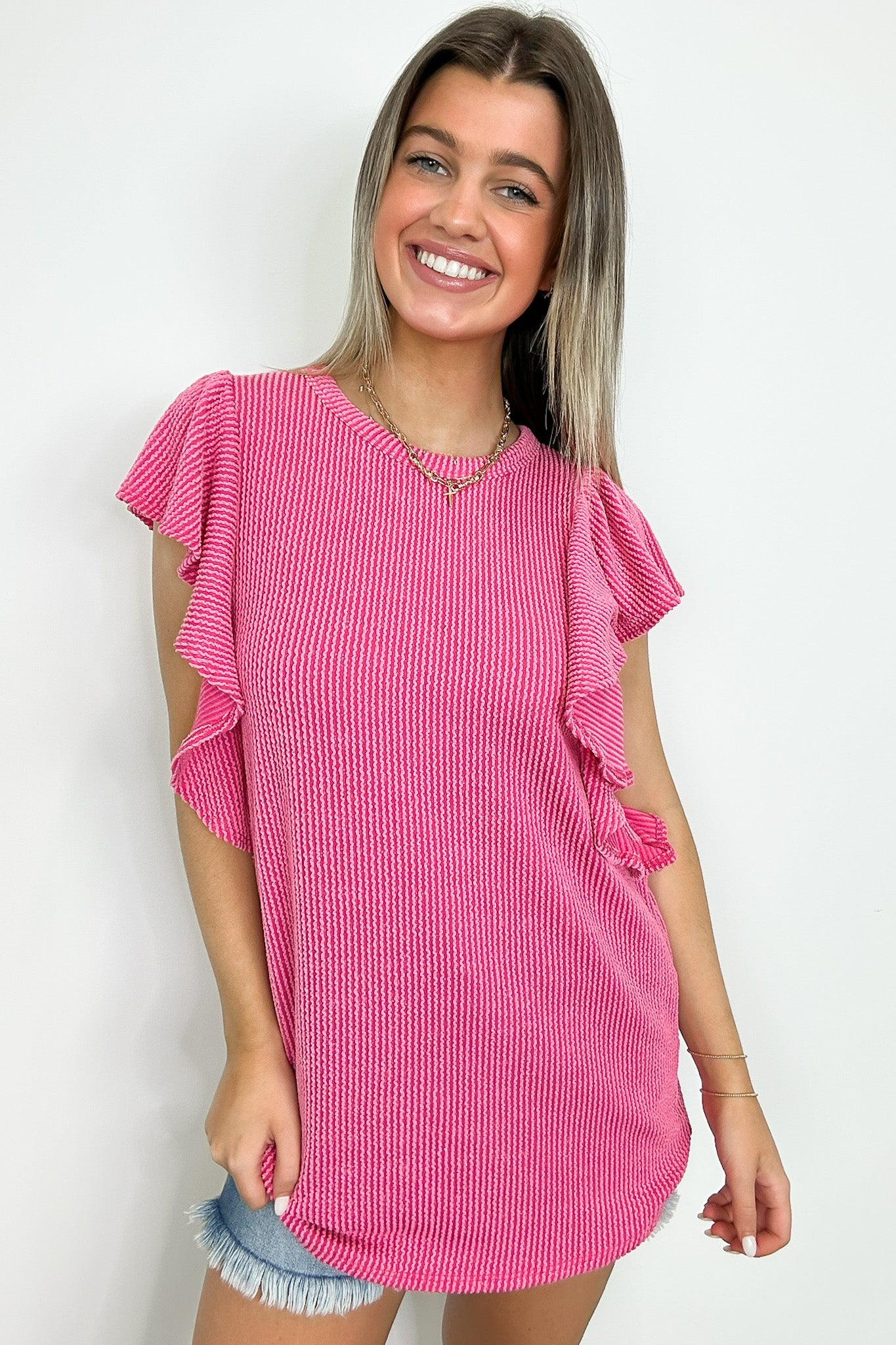 ribbed ruffle top