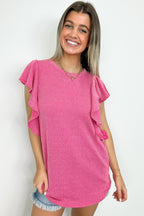  Kameryn Ribbed Knit Ruffle Sleeve Top - BACK IN STOCK - Madison and Mallory