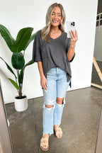  Kamree Oversized Raw Edge Pocket Top - BACK IN STOCK - Madison and Mallory