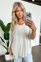  Kamree Oversized Raw Edge Pocket Top - BACK IN STOCK - Madison and Mallory