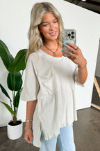  Kamree Oversized Raw Edge Pocket Top - BACK IN STOCK - Madison and Mallory