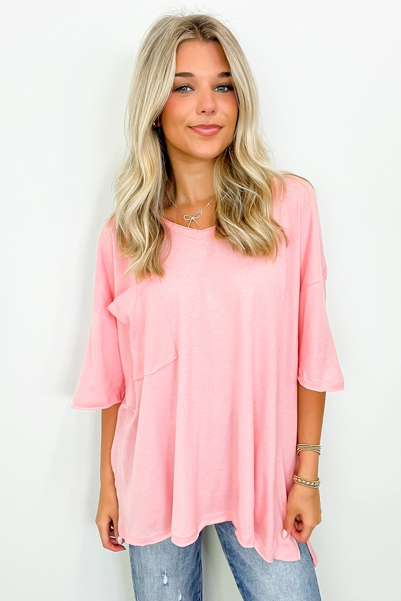  Kamree Oversized Raw Edge Pocket Top - BACK IN STOCK - Madison and Mallory