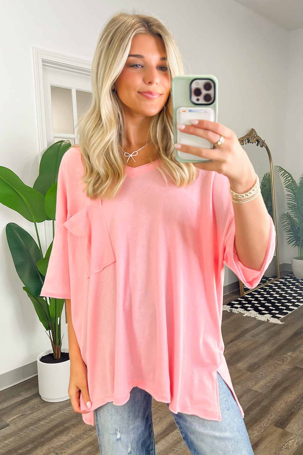  Kamree Oversized Raw Edge Pocket Top - BACK IN STOCK - Madison and Mallory