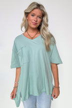  Kamree Oversized Raw Edge Pocket Top - BACK IN STOCK - Madison and Mallory