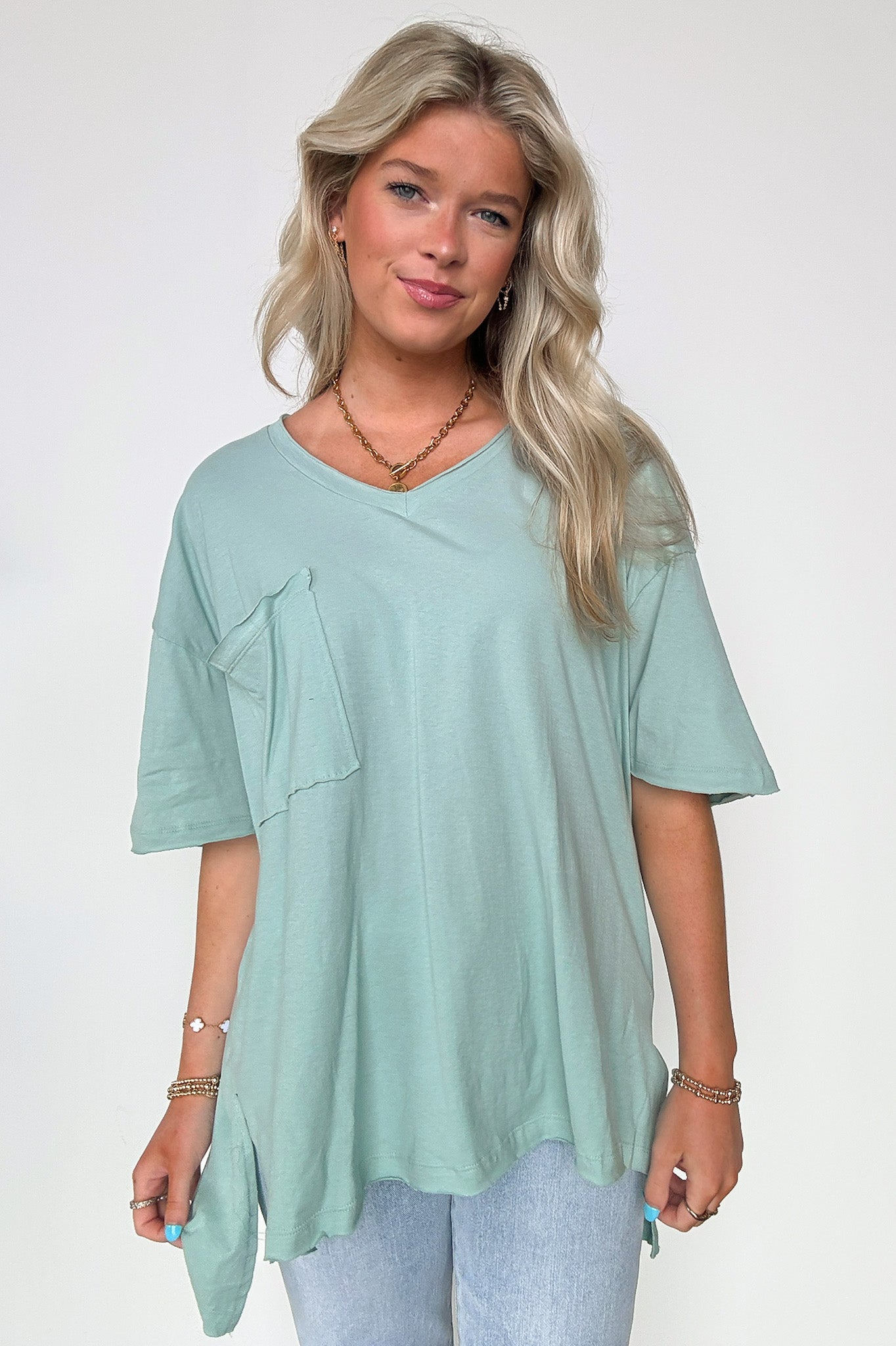  Kamree Oversized Raw Edge Pocket Top - BACK IN STOCK - Madison and Mallory
