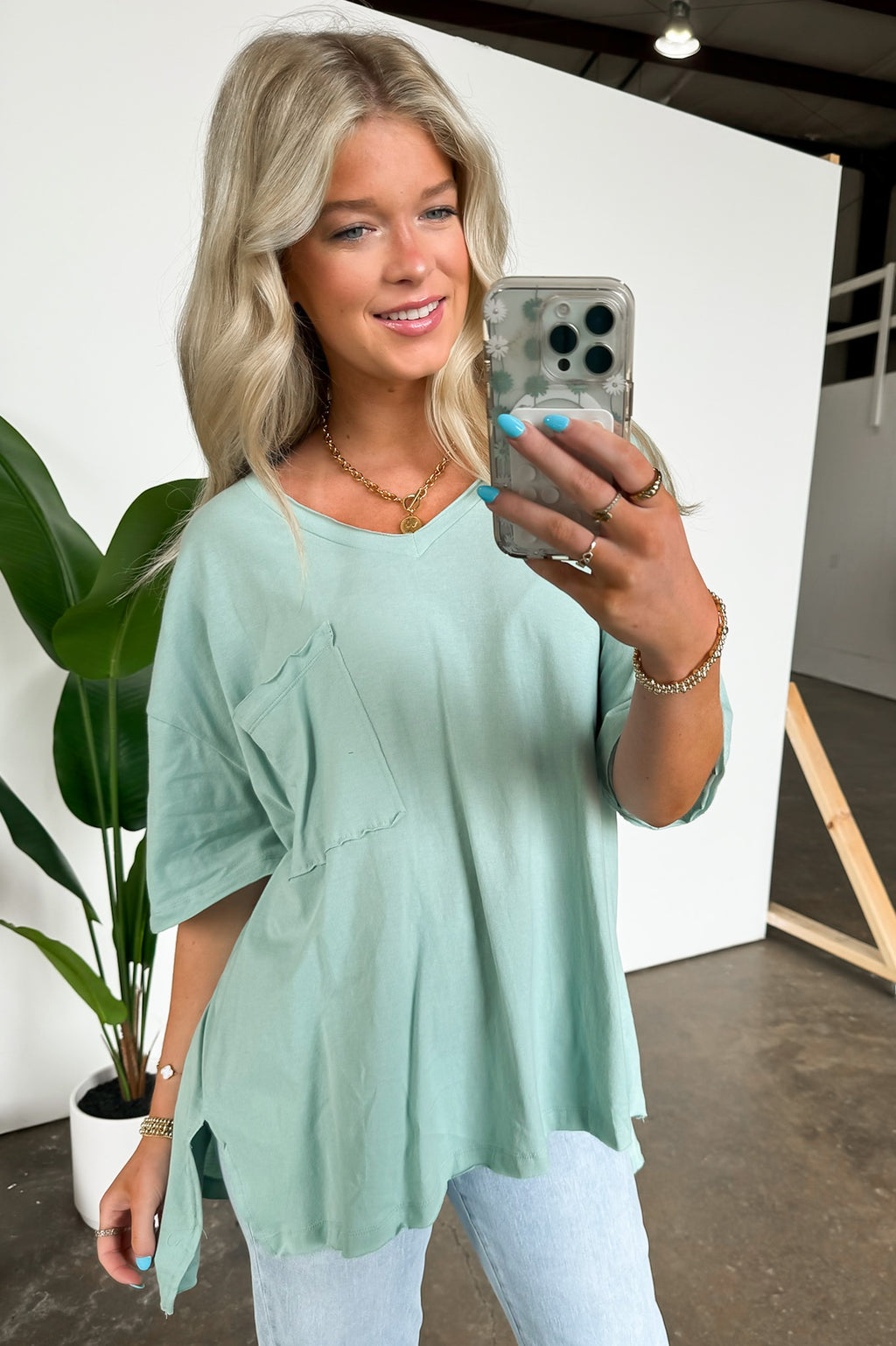  Kamree Oversized Raw Edge Pocket Top - BACK IN STOCK - Madison and Mallory