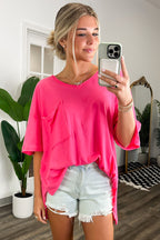  Kamree Oversized Raw Edge Pocket Top - BACK IN STOCK - Madison and Mallory