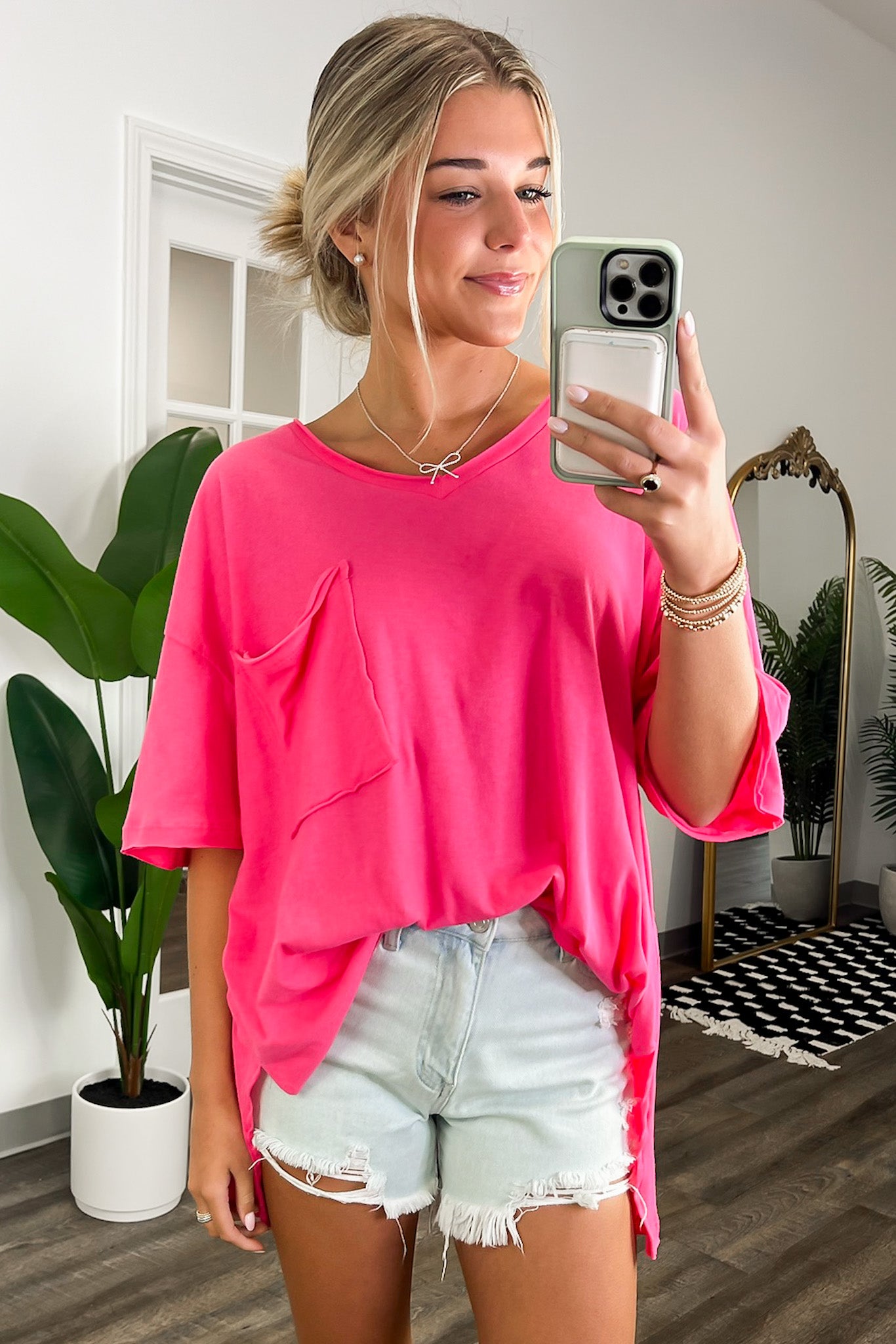 Kamree Oversized Raw Edge Pocket Top - BACK IN STOCK - Madison and Mallory