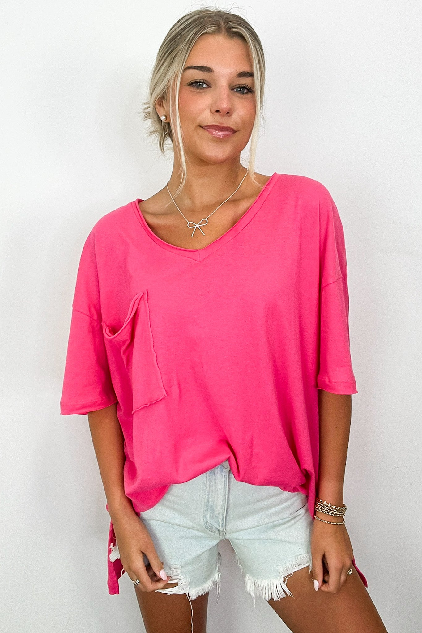  Kamree Oversized Raw Edge Pocket Top - BACK IN STOCK - Madison and Mallory