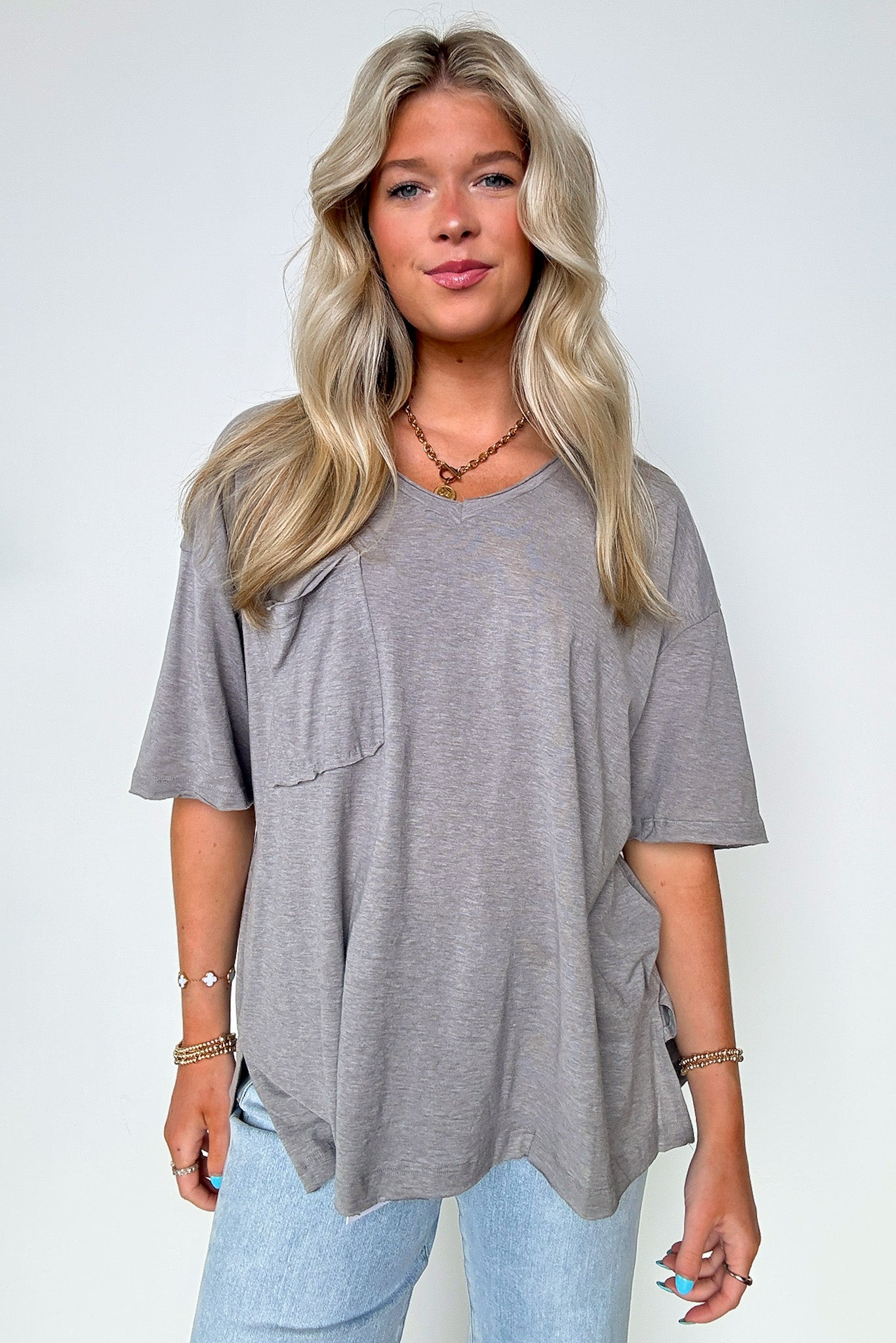 Kamree Oversized Raw Edge Pocket Top - BACK IN STOCK - Madison and Mallory