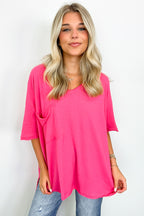  Kamree Oversized Raw Edge Pocket Top - BACK IN STOCK - Madison and Mallory