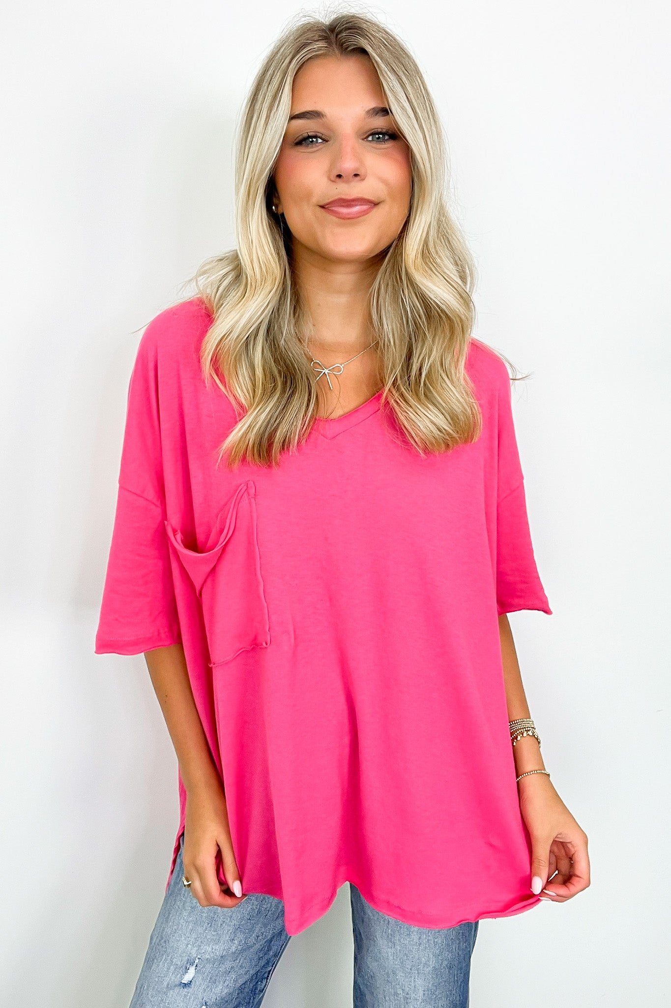  Kamree Oversized Raw Edge Pocket Top - BACK IN STOCK - Madison and Mallory